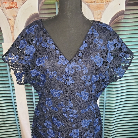 Ralph Lauren Embroidered Petal Sleeve V-Neck Knee Length Sheath Dress - NWT - Picture 9 of 12